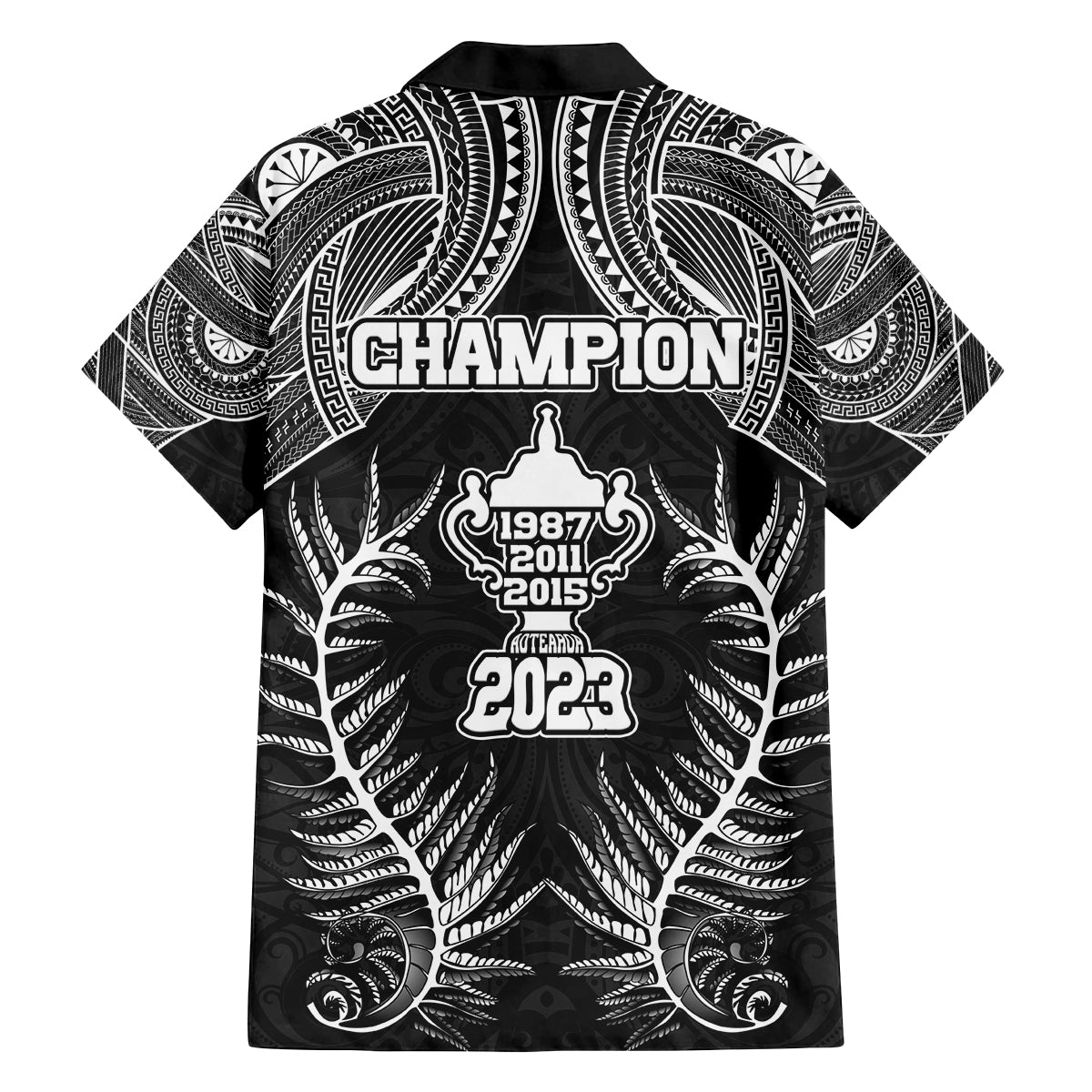 New Zealand Rugby Family Matching Tank Maxi Dress and Hawaiian Shirt Aotearoa Champion Cup History with Silver Fern LT03 - Polynesian Pride