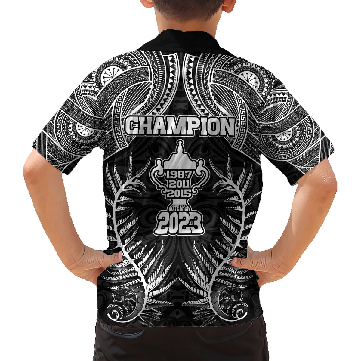 New Zealand Rugby Kid Hawaiian Shirt Aotearoa Champion Cup History with Silver Fern LT03 - Polynesian Pride
