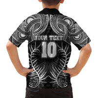 Custom New Zealand Rugby Family Matching Off Shoulder Short Dress and Hawaiian Shirt Aotearoa Champion Cup History with Silver Fern LT03 - Polynesian Pride