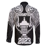 New Zealand Rugby Family Matching Off Shoulder Long Sleeve Dress and Hawaiian Shirt Aotearoa Champion Cup History with Haka Dance LT03 - Polynesian Pride