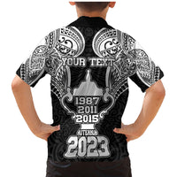 Personalised New Zealand Rugby Family Matching Mermaid Dress and Hawaiian Shirt Aotearoa Champion Cup History with Haka Dance LT03 - Polynesian Pride