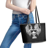 Personalised New Zealand Rugby Leather Tote Bag Aotearoa Champion Cup History with Haka Dance LT03 - Polynesian Pride
