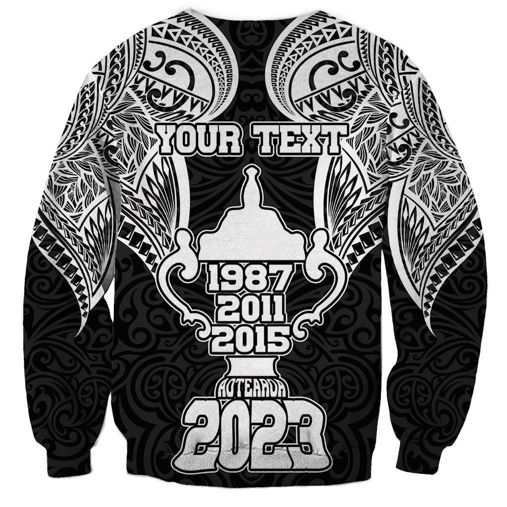 Personalised New Zealand Rugby Sweatshirt Aotearoa Champion Cup History with Haka Dance LT03 - Polynesian Pride