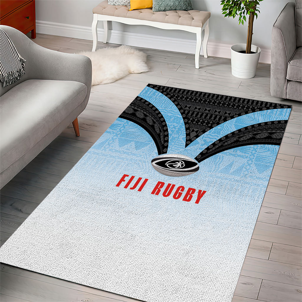Fijian Rugby Area Rug Tapa Pattern Retro Sporty Style LT03 - Polynesian Pride