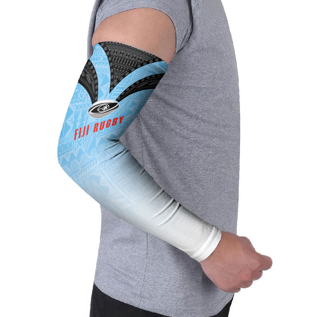 Custom Fijian Rugby Arm Sleeves Tapa Pattern Retro Sporty Style LT03 - Polynesian Pride
