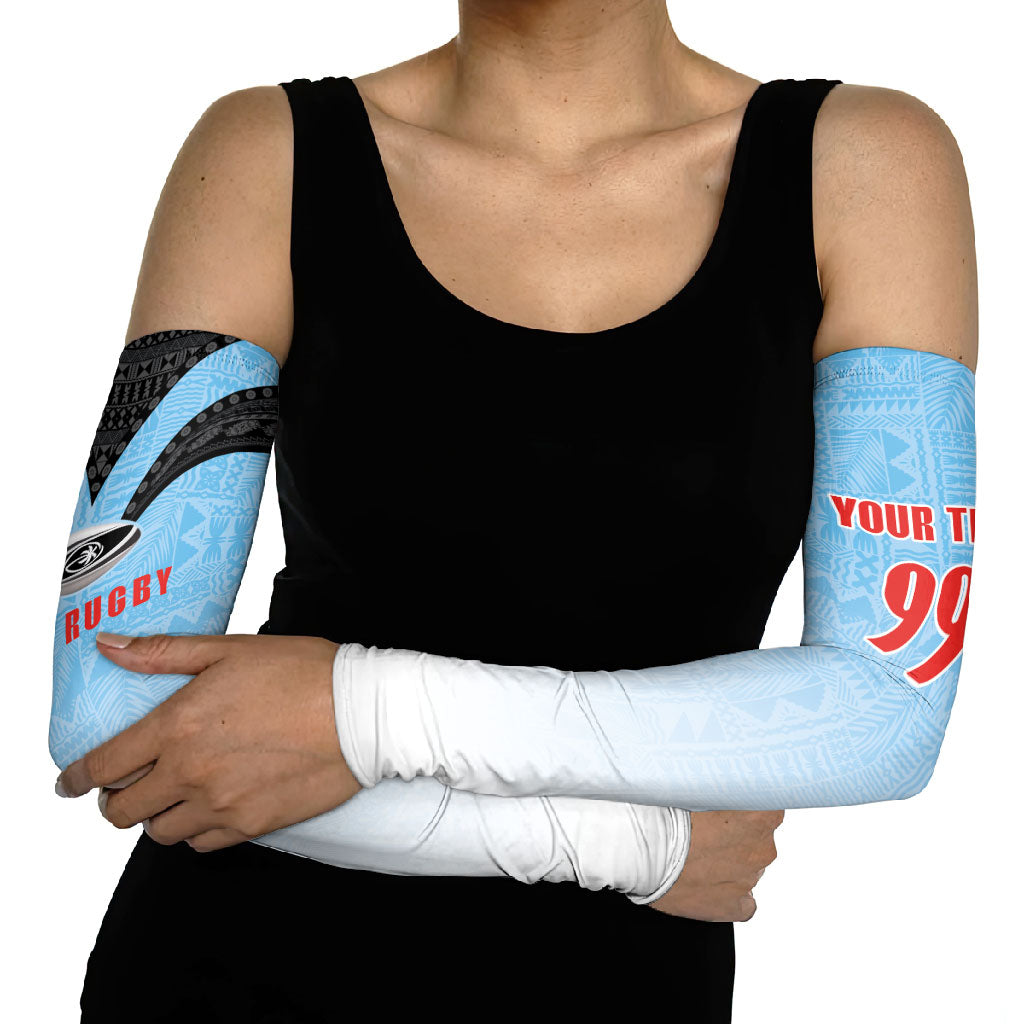 Custom Fijian Rugby Arm Sleeves Tapa Pattern Retro Sporty Style LT03 - Polynesian Pride