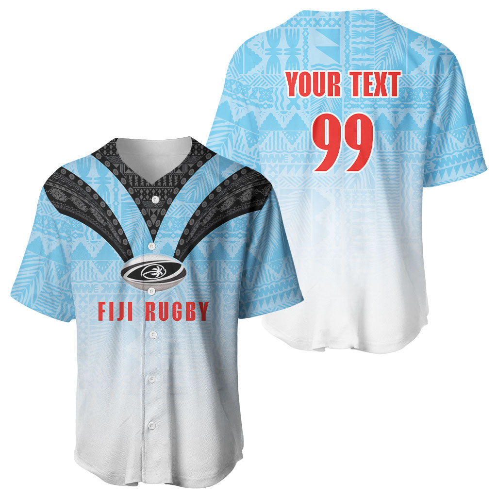 Custom Fijian Rugby Baseball Jersey Tapa Pattern Retro Sporty Style LT03 - Polynesian Pride