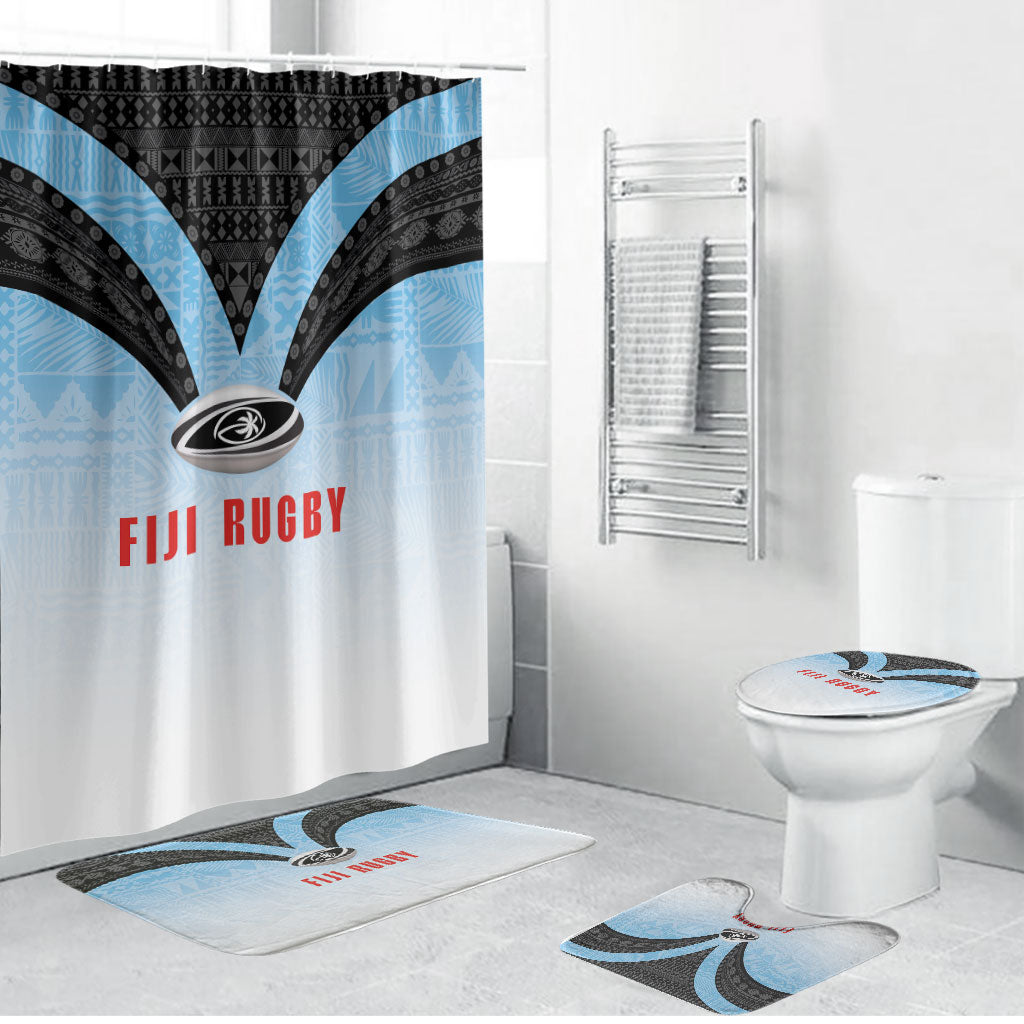 Fijian Rugby Bathroom Set Tapa Pattern Retro Sporty Style LT03 Bathroom Set (4 pcs) White - Polynesian Pride