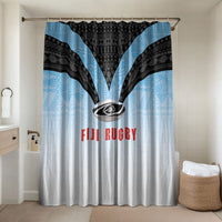 Fijian Rugby Bathroom Set Tapa Pattern Retro Sporty Style LT03 Shower Curtain Only White - Polynesian Pride