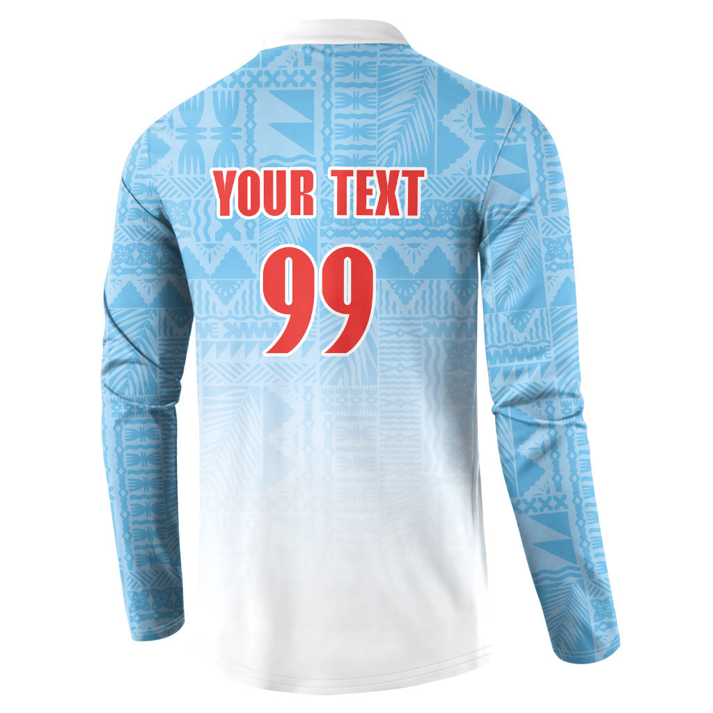 Custom Fijian Rugby Button Sweatshirt Tapa Pattern Retro Sporty Style LT03 - Polynesian Pride