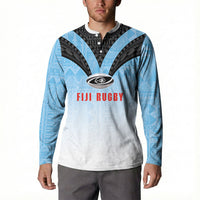 Custom Fijian Rugby Button Sweatshirt Tapa Pattern Retro Sporty Style LT03 - Polynesian Pride