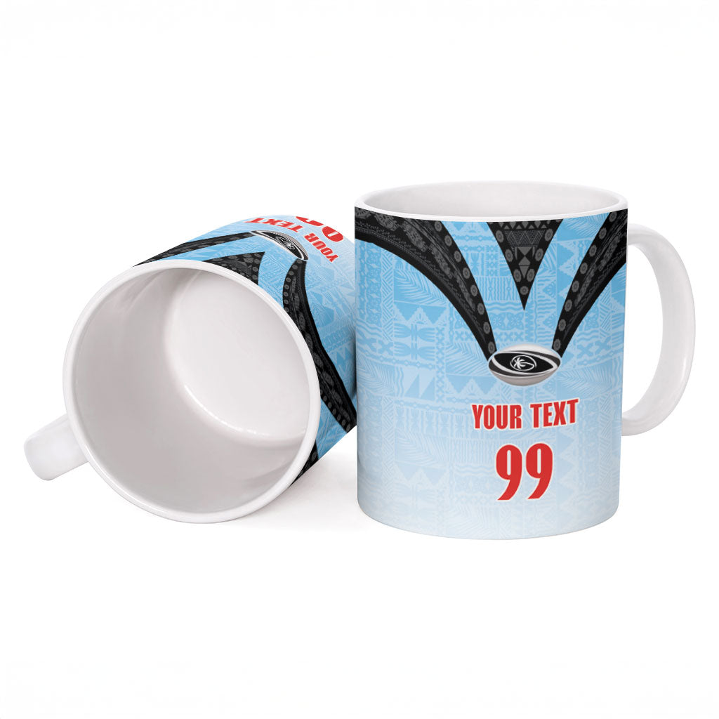 Custom Fijian Rugby Ceramic Mug Tapa Pattern Retro Sporty Style LT03 - Polynesian Pride