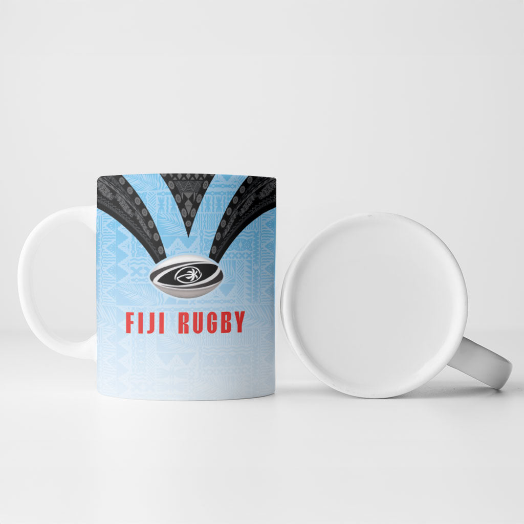Custom Fijian Rugby Ceramic Mug Tapa Pattern Retro Sporty Style LT03 - Polynesian Pride