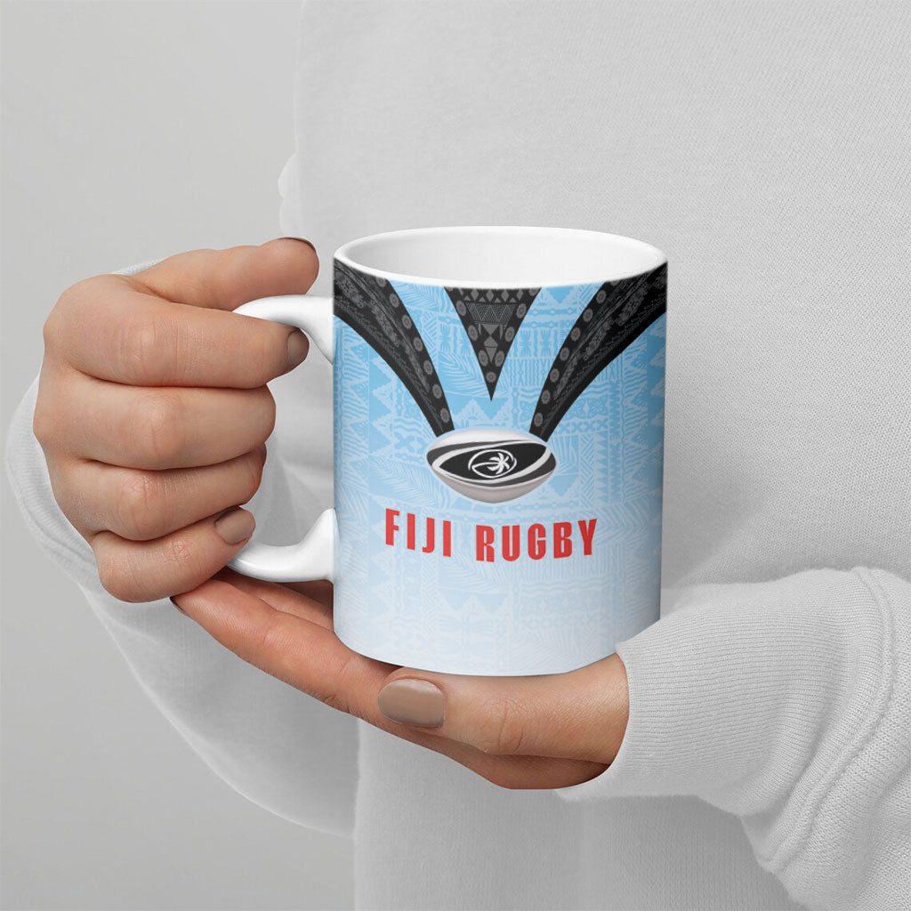 Custom Fijian Rugby Ceramic Mug Tapa Pattern Retro Sporty Style LT03 - Polynesian Pride