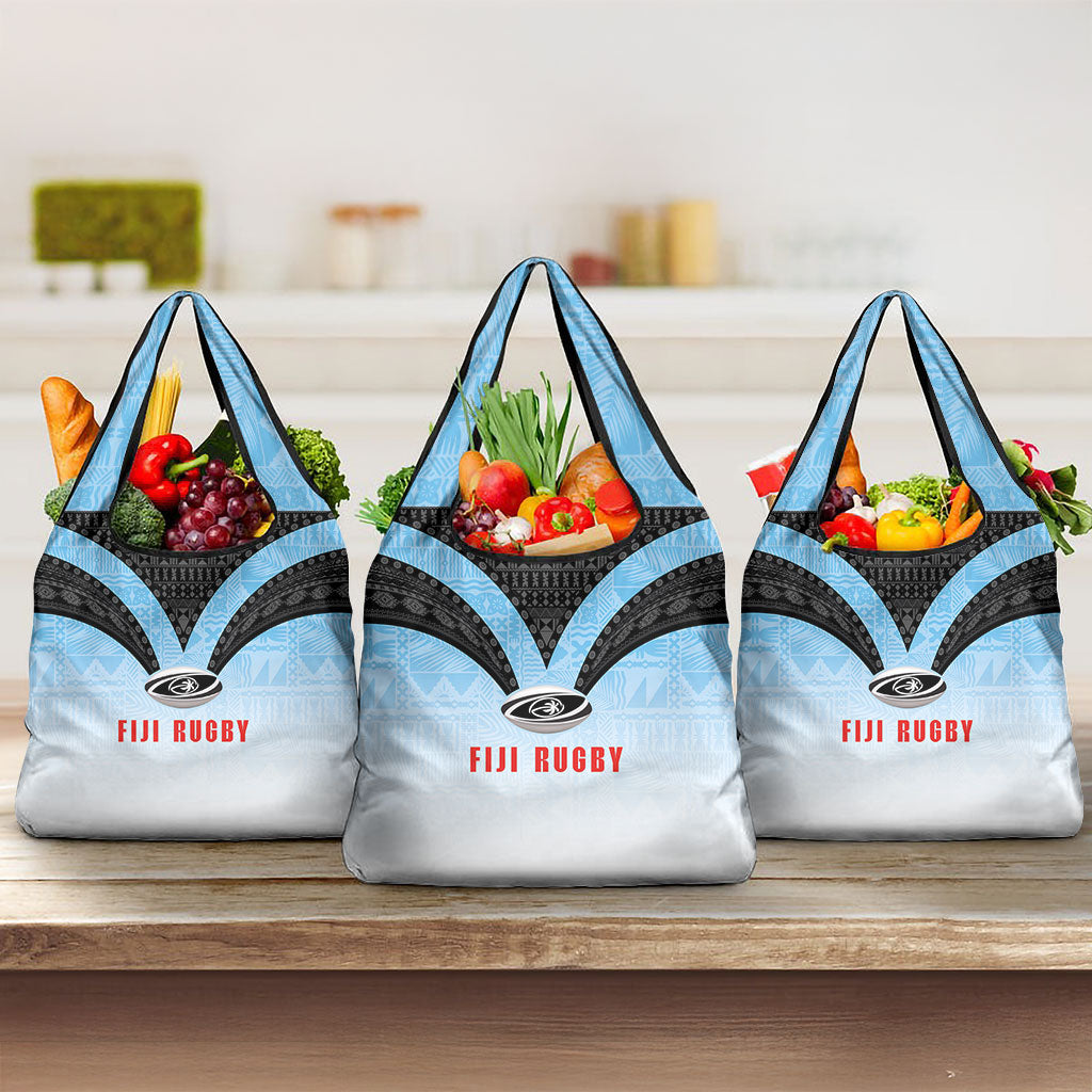 Fijian Rugby Grocery Bag Tapa Pattern Retro Sporty Style LT03 3-pack One Size White - Polynesian Pride