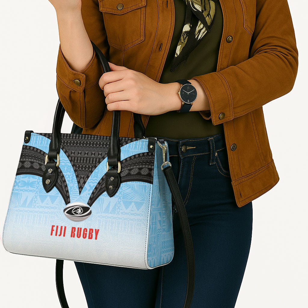 Fijian Rugby Leather Bag Tapa Pattern Retro Sporty Style LT03 - Polynesian Pride