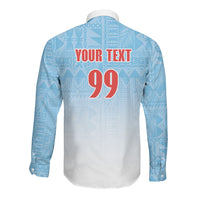 Custom Fijian Rugby Long Sleeve Button Shirt Tapa Pattern Retro Sporty Style LT03 - Polynesian Pride
