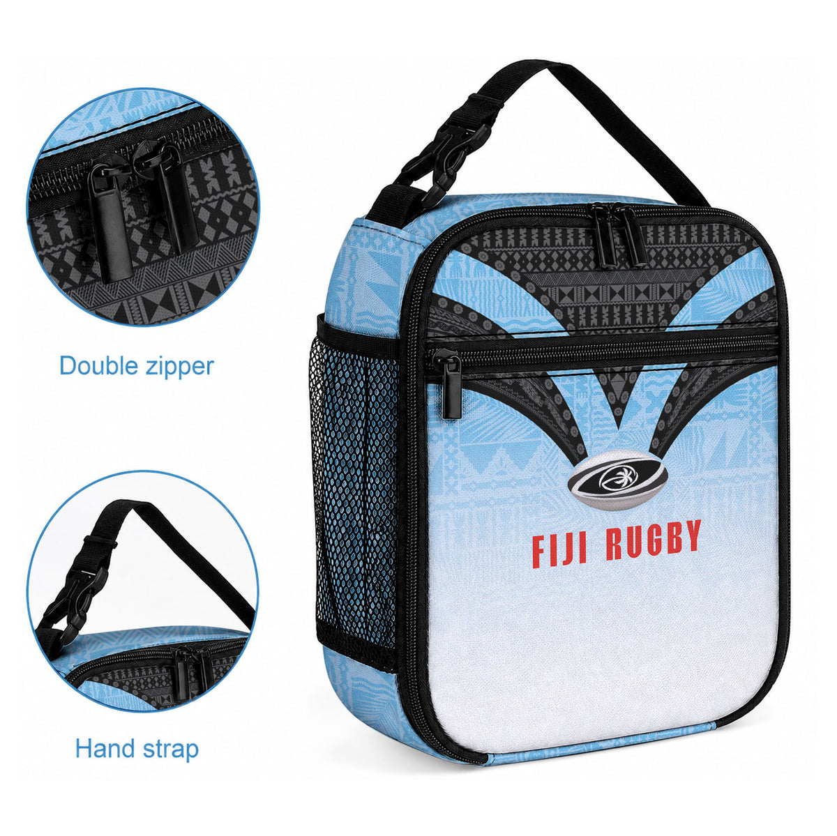 Fijian Rugby Lunch Bag Tapa Pattern Retro Sporty Style LT03 - Polynesian Pride