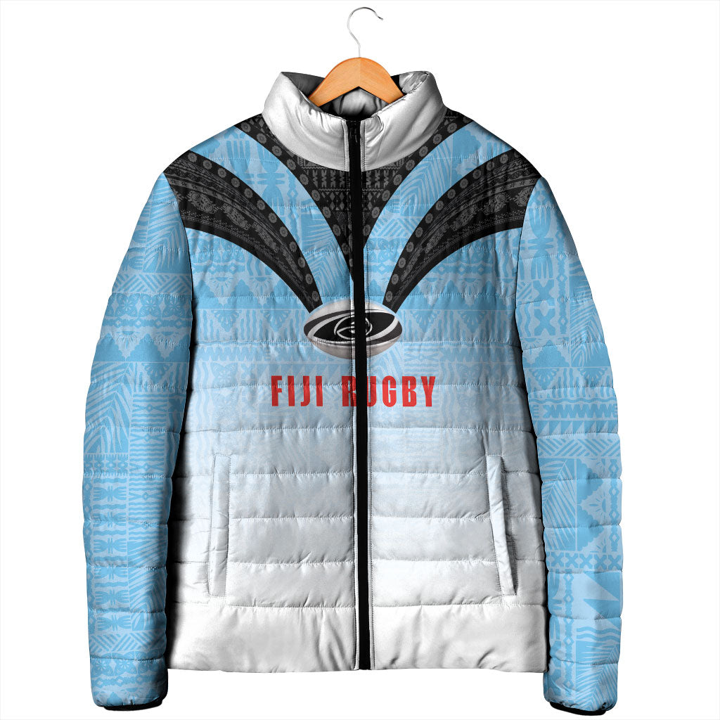 Custom Fijian Rugby Padded Jacket Tapa Pattern Retro Sporty Style LT03 - Polynesian Pride