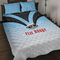 Fijian Rugby Quilt Bed Set Tapa Pattern Retro Sporty Style LT03 White - Polynesian Pride