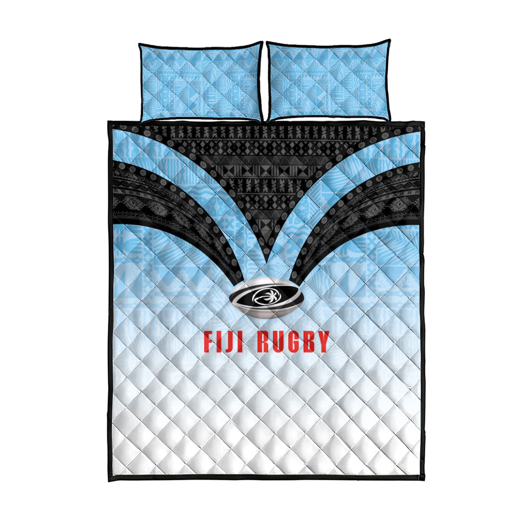 Fijian Rugby Quilt Bed Set Tapa Pattern Retro Sporty Style LT03 - Polynesian Pride