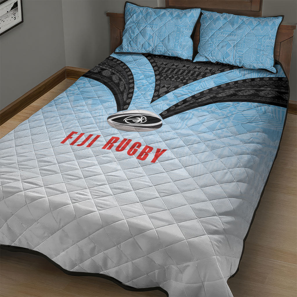 Fijian Rugby Quilt Bed Set Tapa Pattern Retro Sporty Style LT03 - Polynesian Pride