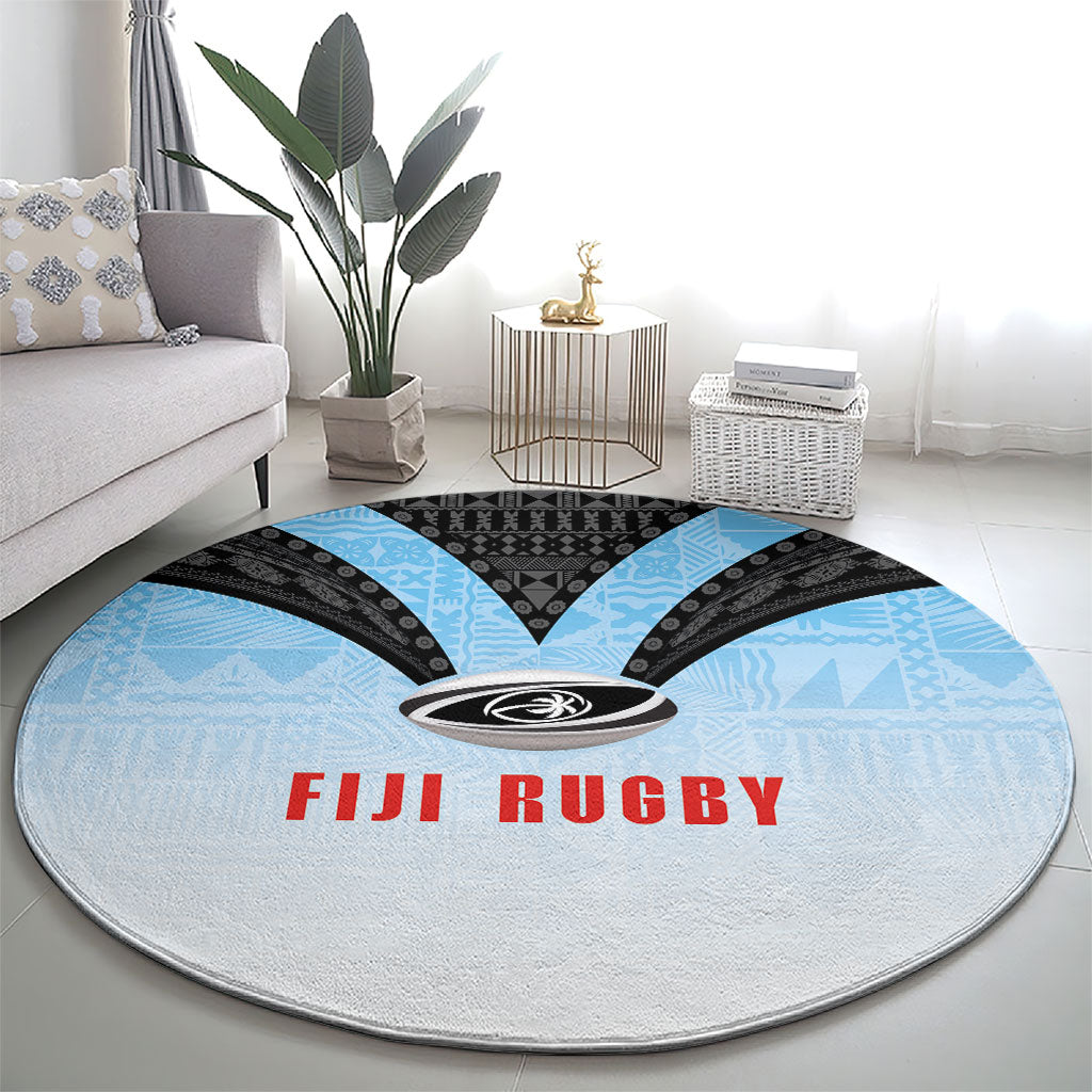 Fijian Rugby Round Carpet Tapa Pattern Retro Sporty Style LT03 - Polynesian Pride
