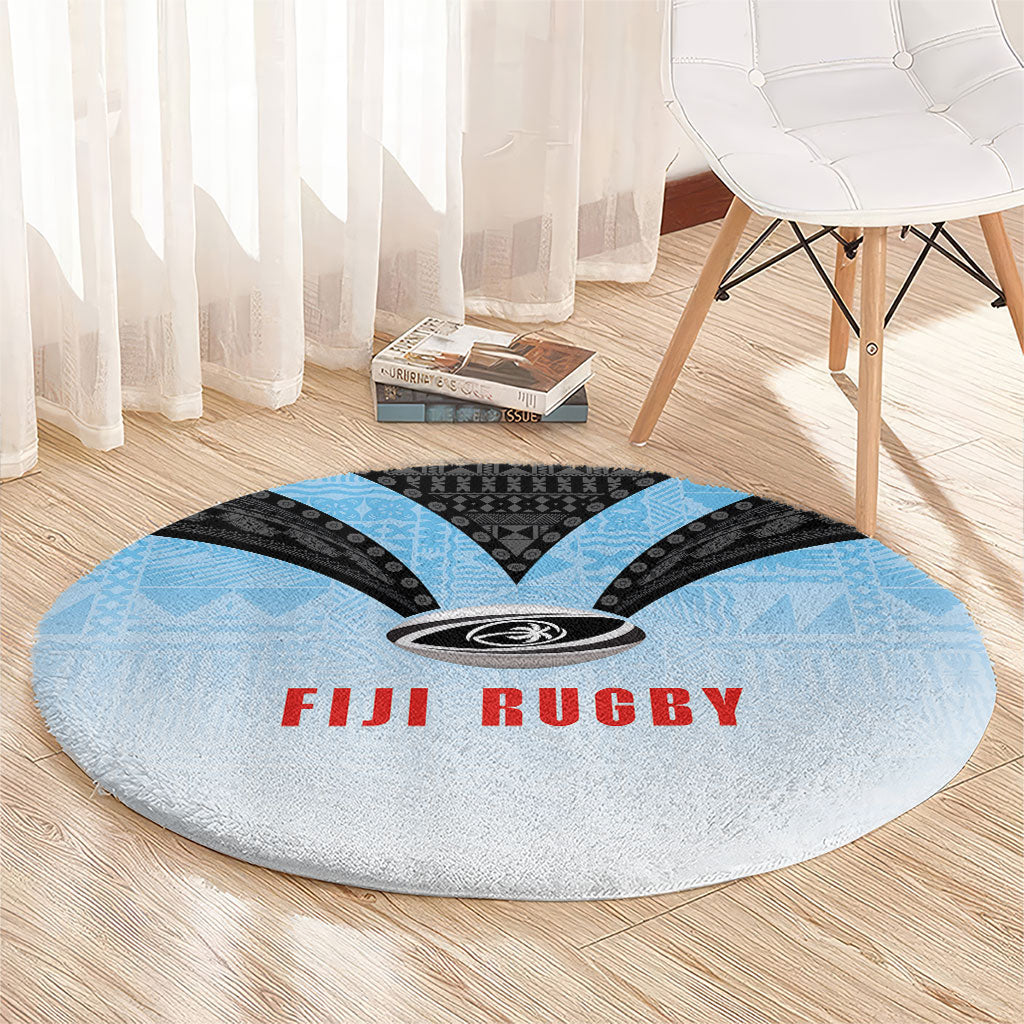 Fijian Rugby Round Carpet Tapa Pattern Retro Sporty Style LT03 - Polynesian Pride
