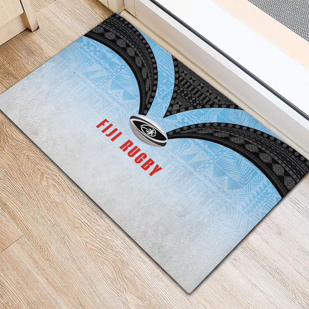Fijian Rugby Rubber Doormat Tapa Pattern Retro Sporty Style LT03 - Polynesian Pride