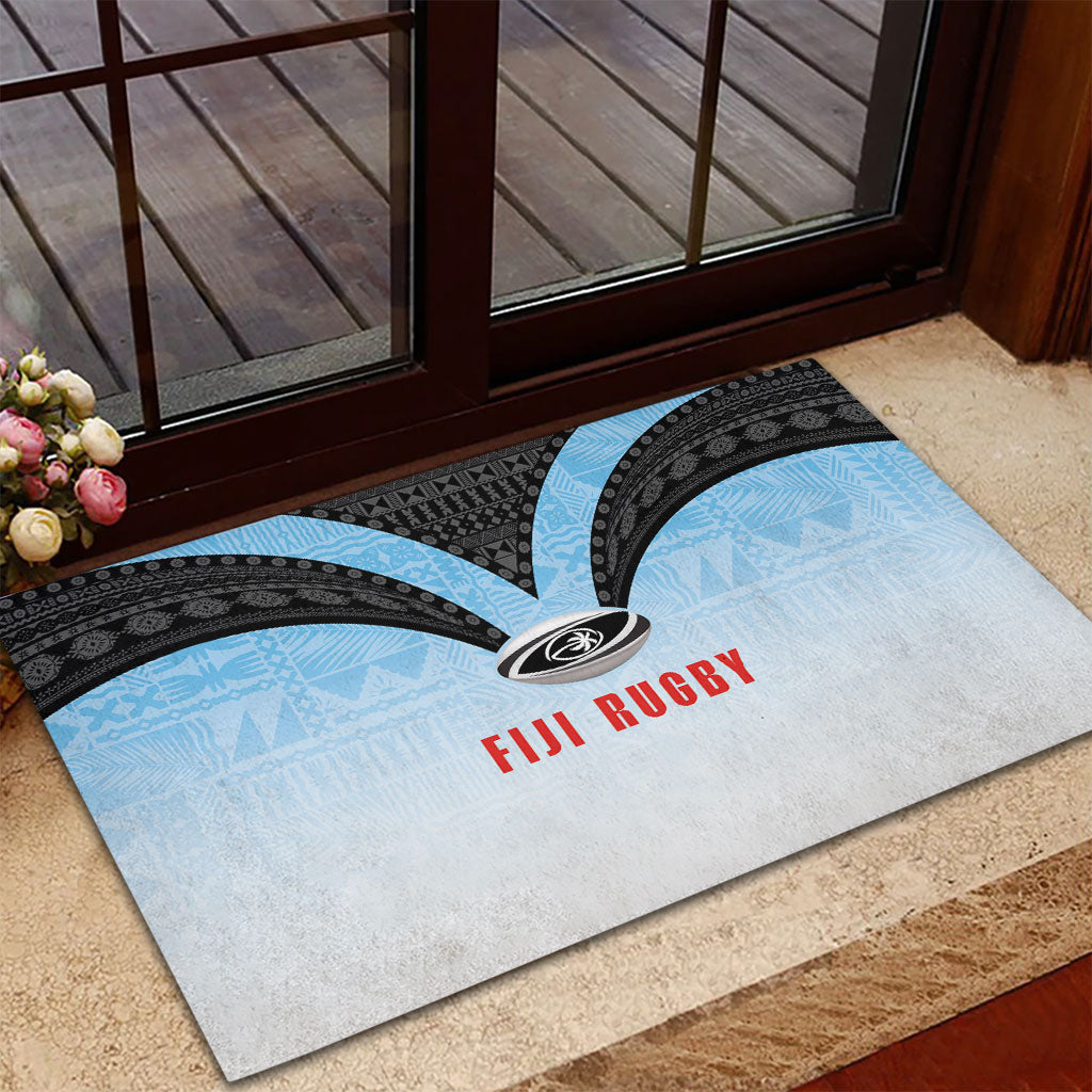 Fijian Rugby Rubber Doormat Tapa Pattern Retro Sporty Style LT03 - Polynesian Pride