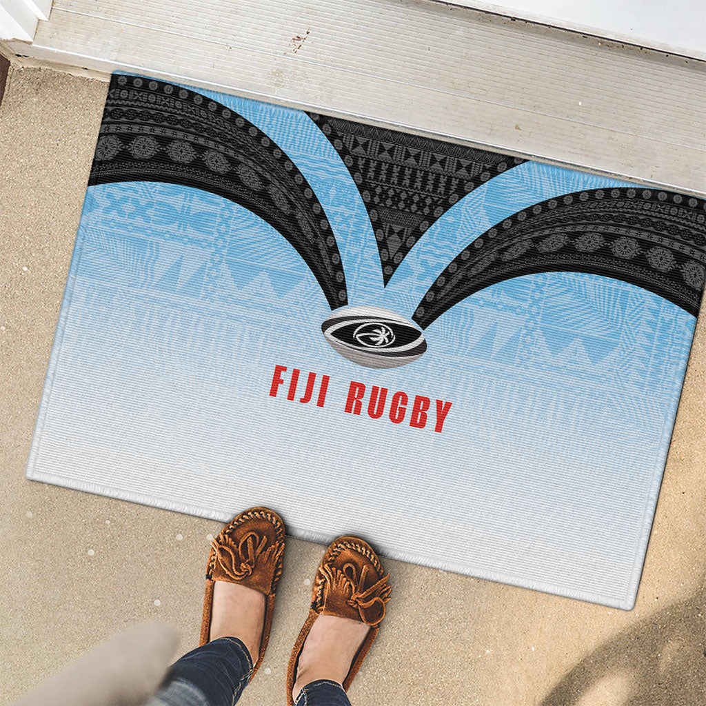 Fijian Rugby Rubber Doormat Tapa Pattern Retro Sporty Style LT03 - Polynesian Pride