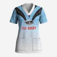 Custom Fijian Rugby Scrub Top Tapa Pattern Retro Sporty Style LT03 Adult White - Polynesian Pride
