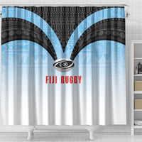 Fijian Rugby Shower Curtain Tapa Pattern Retro Sporty Style LT03 - Polynesian Pride
