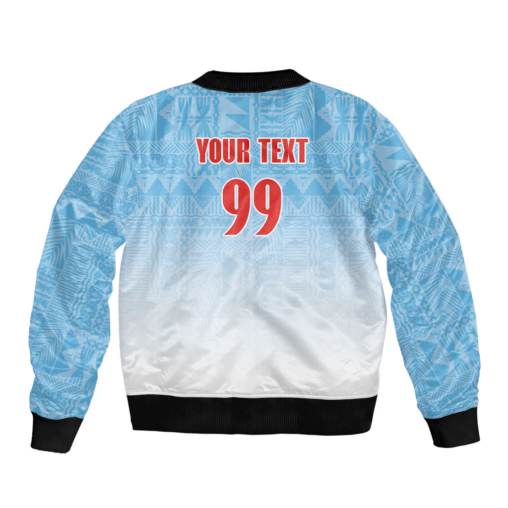 Custom Fijian Rugby Sleeve Zip Bomber Jacket Tapa Pattern Retro Sporty Style LT03 - Polynesian Pride