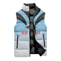 Custom Fijian Rugby Sleeveless Puffer Jacket Tapa Pattern Retro Sporty Style LT03 - Polynesian Pride