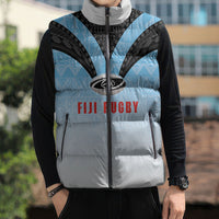 Custom Fijian Rugby Sleeveless Puffer Jacket Tapa Pattern Retro Sporty Style LT03 - Polynesian Pride