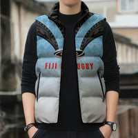 Custom Fijian Rugby Sleeveless Puffer Jacket Tapa Pattern Retro Sporty Style LT03 - Polynesian Pride
