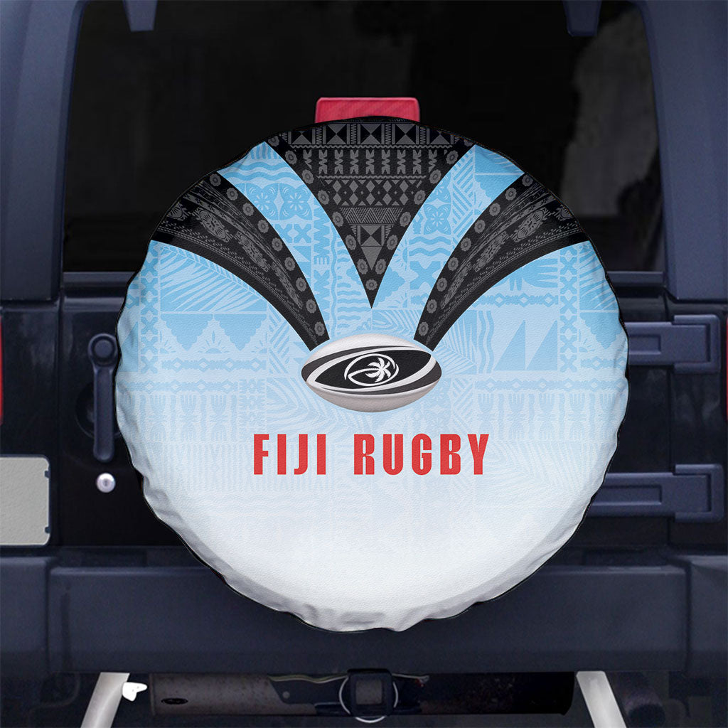 Fijian Rugby Spare Tire Cover Tapa Pattern Retro Sporty Style LT03 No hole White - Polynesian Pride