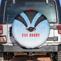 Fijian Rugby Spare Tire Cover Tapa Pattern Retro Sporty Style LT03 White - Polynesian Pride