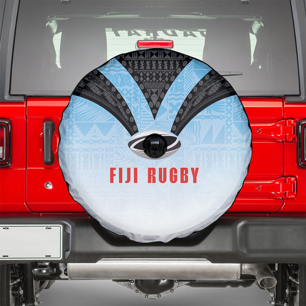 Fijian Rugby Spare Tire Cover Tapa Pattern Retro Sporty Style LT03 - Polynesian Pride