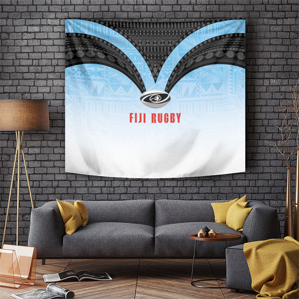 Fijian Rugby Tapestry Tapa Pattern Retro Sporty Style LT03 White - Polynesian Pride