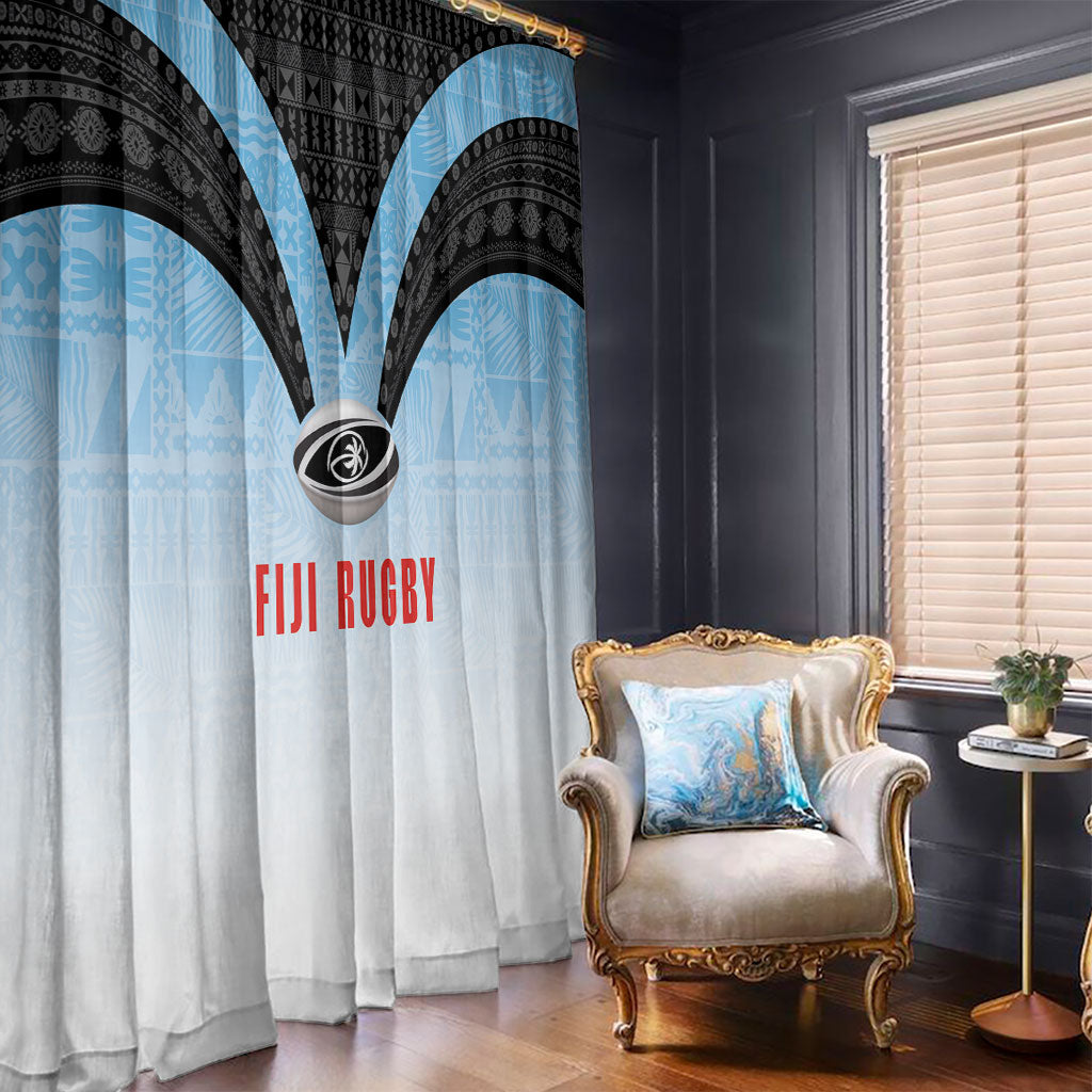 Fijian Rugby Window Curtain Tapa Pattern Retro Sporty Style LT03 - Polynesian Pride
