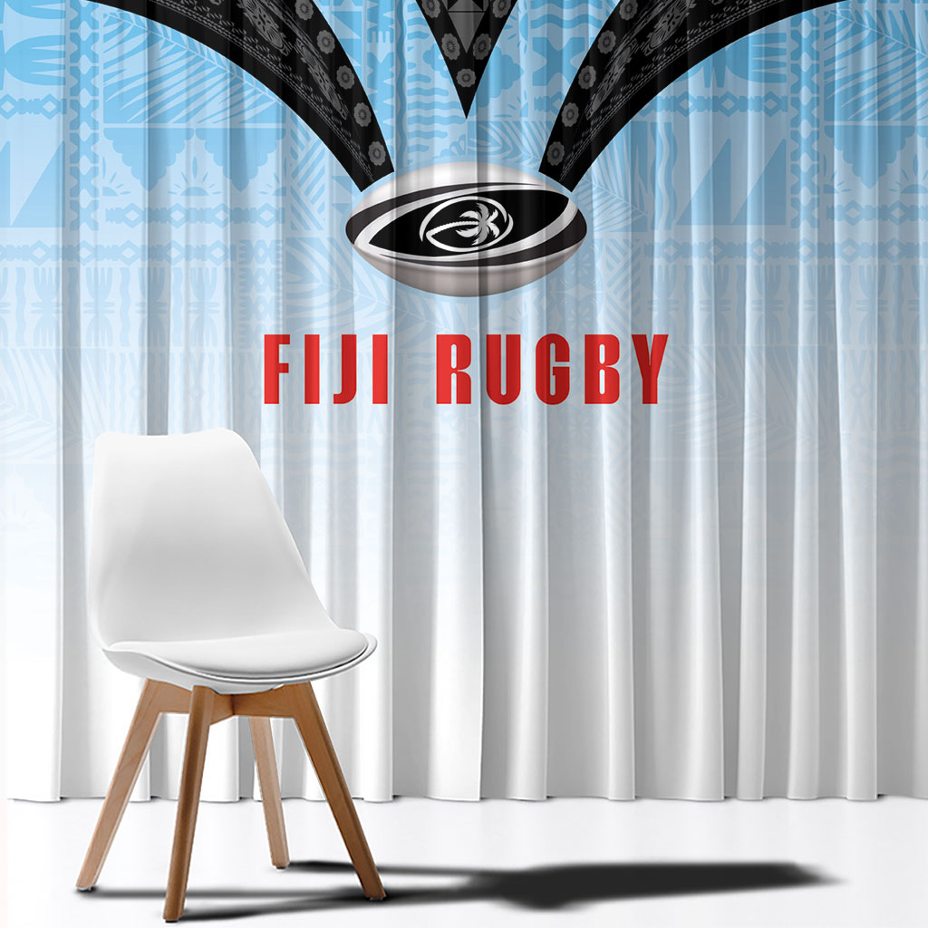 Fijian Rugby Window Curtain Tapa Pattern Retro Sporty Style LT03 - Polynesian Pride
