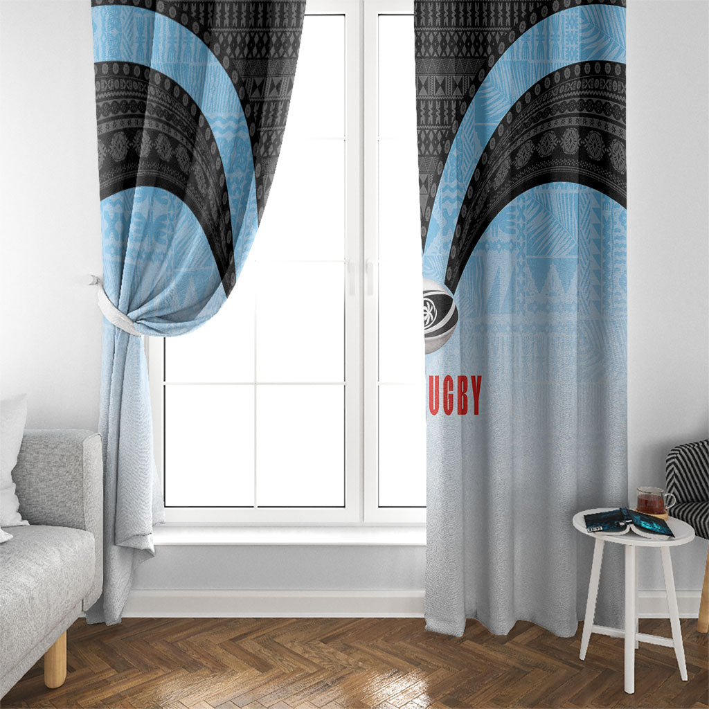 Fijian Rugby Window Curtain Tapa Pattern Retro Sporty Style LT03 - Polynesian Pride