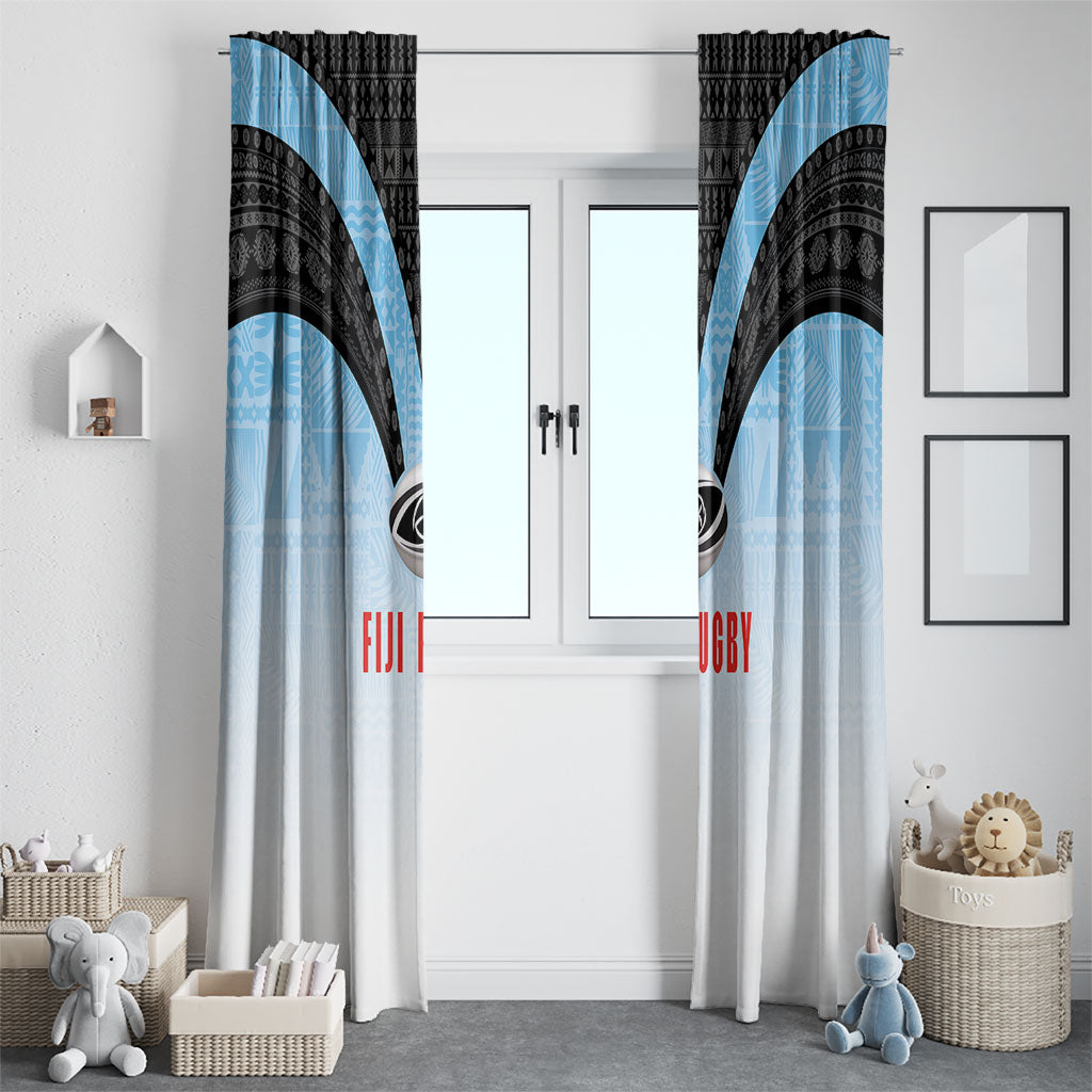 Fijian Rugby Window Curtain Tapa Pattern Retro Sporty Style LT03 - Polynesian Pride