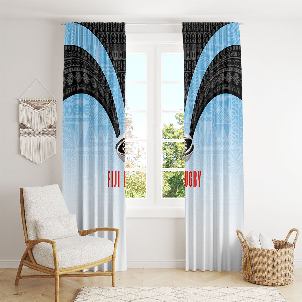 Fijian Rugby Window Curtain Tapa Pattern Retro Sporty Style LT03 - Polynesian Pride