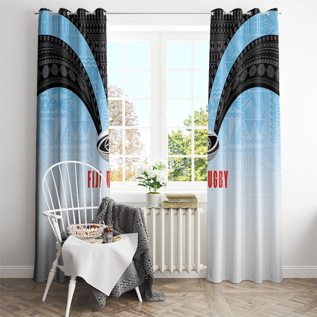 Fijian Rugby Window Curtain Tapa Pattern Retro Sporty Style LT03 - Polynesian Pride