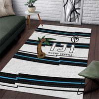 Fijian Rugby Sevens Area Rug Masi Tapa Pattern Stripes Sporty Style LT03 White - Polynesian Pride