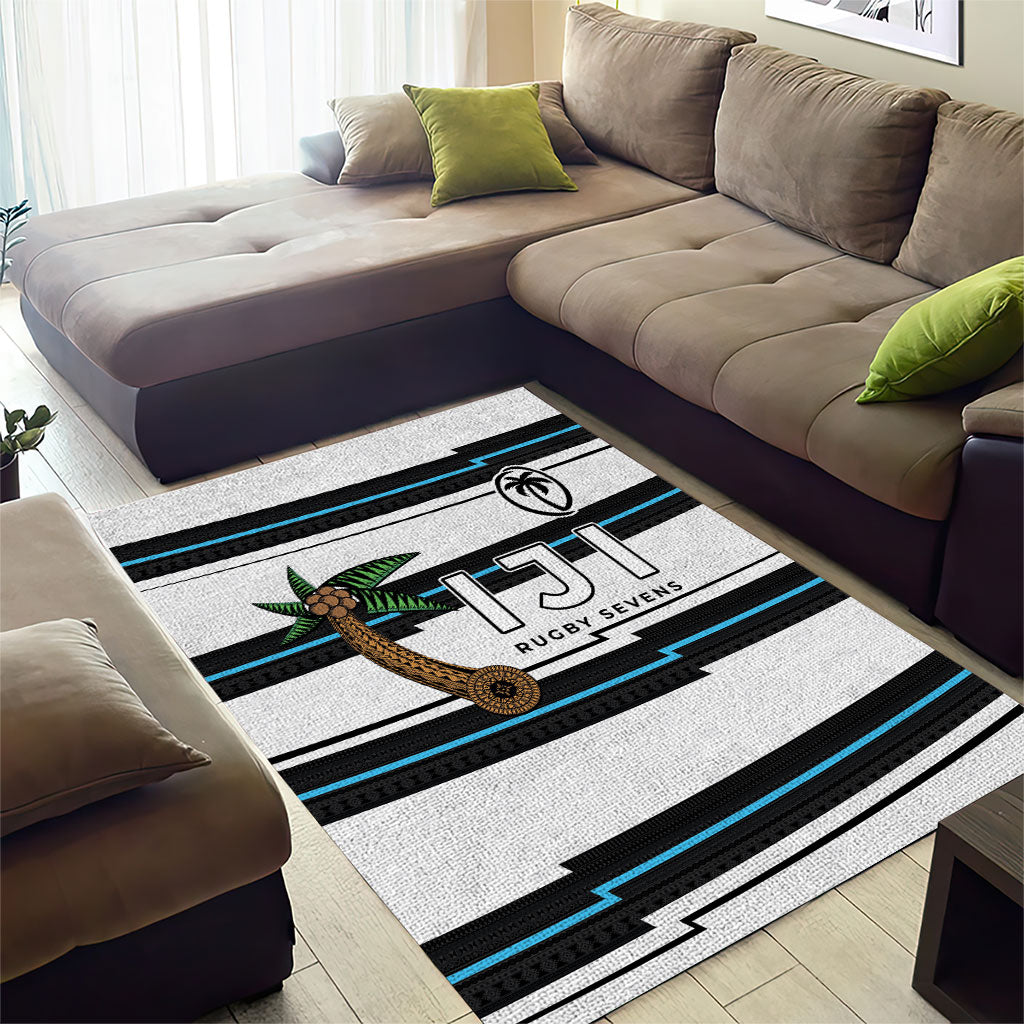 Fijian Rugby Sevens Area Rug Masi Tapa Pattern Stripes Sporty Style LT03 - Polynesian Pride