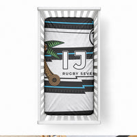 Fijian Rugby Sevens Baby Bed Cover Masi Tapa Pattern Stripes Sporty Style LT03 28 × 52 in White - Polynesian Pride